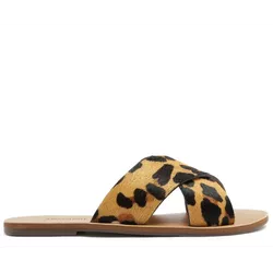 Rasteira Animal Print Tiras Cruzadas - Donna Lu