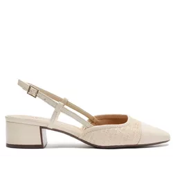 Sapatilha Anacapri Slingback Palha Salto Branca - Donna Lu