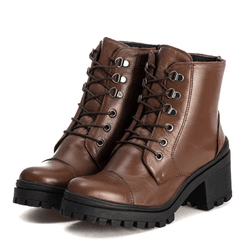 Bota Coturno Feminino Couro Legitimo Mouro - REF: ... - DROP FIT