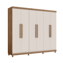 Guarda Roupa Antares 100% MDF - Noce Bronze/ Off W... - Dzape Móveis