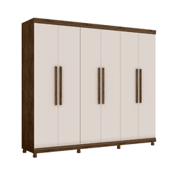 Guarda Roupa Antares 100% MDF - Jacarandá/ Off Whi... - Dzape Móveis