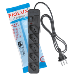 Filtro de Linha 5 Tomadas 1M Preto - Eletrônica Faria