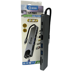 HUB USB Tipo-C 8 em 1 Lotus - LT-T801 - Eletrônica Faria