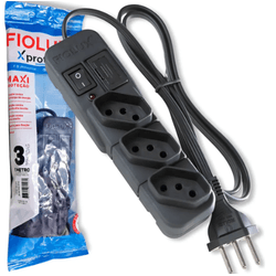 Filtro de Linha 3 Tomadas 1M Preto - Eletrônica Faria