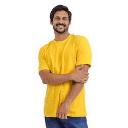 Camiseta Masculina Amarela Básica 100% algodão - 1... - Empório Jabuticaba