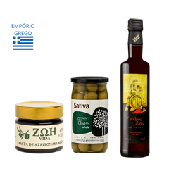 Kit Gourmet Grego: Vinho + Azeitonas + Pasta de az... - Empório Grego