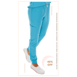  Calça Jogger de Gabardine – Turquesa - Empório Materno