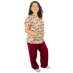 Pijama Cirúrgico Feminino - Matrioskas 01 - Empório Materno