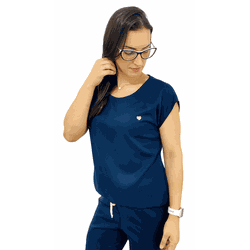 Scrub Cirúrgico Feminino Trendy - Gabardine Azul Marinho - Empório Materno