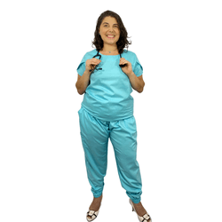 Pijama Cirúrgico Feminino Trendy - Verde Água - Empório Materno