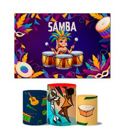 Trio de Capas Cilindros Veste Fácil + Painel Retangular Horizontal Tema Roda de Samba - 7527 - ESTAMPARIA NET 