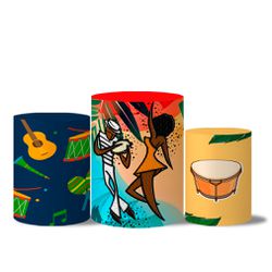 Trio de Capas de Cilindros Veste Fácil C/ Elástico Tema Roda de Samba - 7527 - ESTAMPARIA NET 