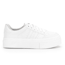 Tenis Feminino Sapatenis Sola Alta Listras Branco ... - Estilo Shoes