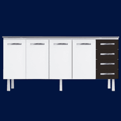 Armário Gabinete Para Cozinha Branco Gavetas Pretas Vitralfer 2.00 metros 