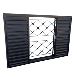 Veneziana De Aço Com Grade Xadrez Cinza Eterfran 120x100x14