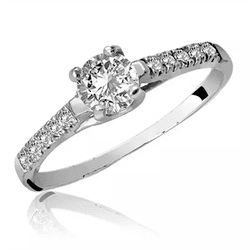 Anel De Ouro Branco 18k Princess Com Zircônia - 10... - Fábrica do Ouro ®️