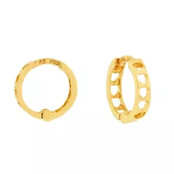 Brinco De Ouro 18k Meia argola corações vazado - 1... - Fábrica do Ouro ®️