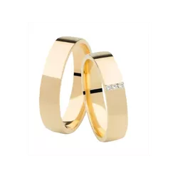 Par De Aliança Casamento De Ouro 18k Com 5mm e Zir... - Fábrica do Ouro ®️