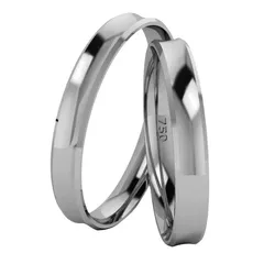 Par De Aliança Em Ouro Branco 18k Côncavo Com 3,0m... - Fábrica do Ouro ®️