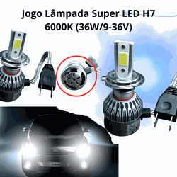 Jogo Lâmpada Super Led H7 6000k 36w/9-36v Efeito X... - Fastcarplace