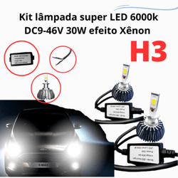 Lâmpada Super Led H3 (6000k Dc9-46v 30w) Efeito Xê... - Fastcarplace