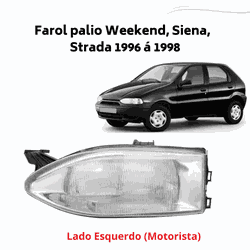 Farol Dianteiro Fiat Palio Weekend, Siena 1996 a 2... - Fastcarplace