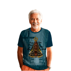 Camiseta Nossa Senhora Aparecida. GCA1345 Azul Petroleo - GCA1345 - Face de Cristo | Moda Cristã