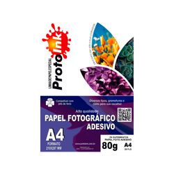 PAPEL FOTO A4 GLOSSY ADESIVO 80G 20FLS PROTOINK [C... - PARÁ SUPRIMENTOS