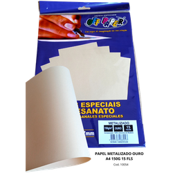 Papel Metalizado Ouro A4 150g 15 Fls - 10054 - PARÁ SUPRIMENTOS