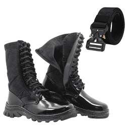 KIT Coturno Militar Atalaia Patriota Couro (Com Zí... - Feroz Militar