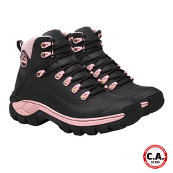 Bota Feminina Chicago -Preto /Rosa Coturno em Cour... - Feroz Militar
