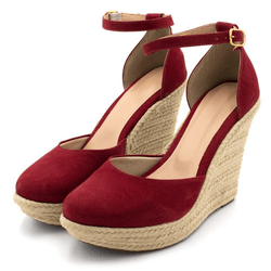 Sandália Feminina Anabela 3009 Nobucado Vermelho - Flor da Pele Calçados Femininos