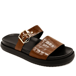Papete Croco Cacau Flor da Pele Conforto e Estilo ... - Flor da Pele Calçados Femininos
