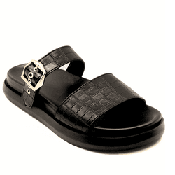 Papete Croco Preto Flor da Pele Conforto e Estilo ... - Flor da Pele Calçados Femininos
