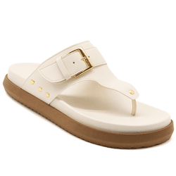 Papete Flat Feminina Flor da Pele Fachetada Off Wh... - Flor da Pele Calçados Femininos