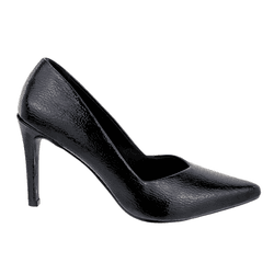 Scarpin Salto Alto Verniz Molhado Preto 5551 - Flor da Pele Calçados Femininos