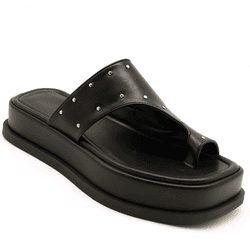 Tamanco Sandália Papete Flatform com Detalhe em Ta... - Flor da Pele Calçados Femininos