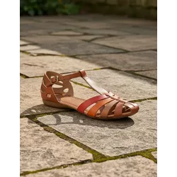 Sandália Rasteira em Couro Whisk Color - Flor de Couro | Sandálias e Botas Femininas