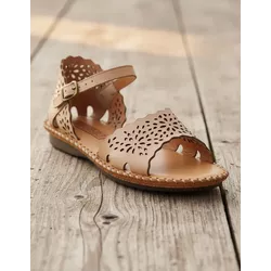 Sandália Rasteira em Couro Taupe - Flor de Couro | Sandálias e Botas Femininas