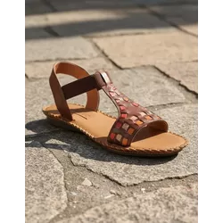 Sandália Rasteira em Couro Café Color - Flor de Couro | Sandálias e Botas Femininas