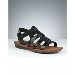 Sandália Rasteira em Couro Preto - Flor de Couro | Sandálias e Botas Femininas