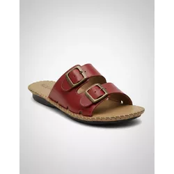 Sandália Birken em Couro Vermelho - Flor de Couro | Sandálias e Botas Femininas