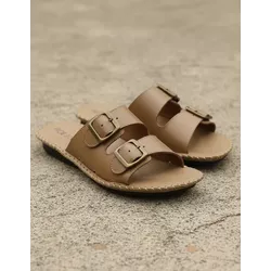 Sandália Birken em Couro Whisky - Flor de Couro | Sandálias e Botas Femininas