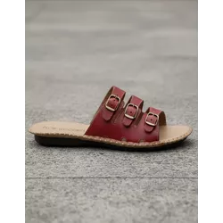 Sandália Birken em Couro Vermelho - Flor de Couro | Sandálias e Botas Femininas