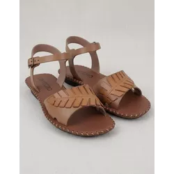 Sandália Rasteira em Couro Taupe Laranja - Flor de Couro | Sandálias e Botas Femininas