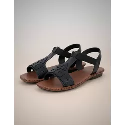 Sandália Rasteira em Couro Preto - Flor de Couro | Sandálias e Botas Femininas