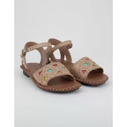 Sandália Rasteira em Couro Taupe - Flor de Couro | Sandálias e Botas Femininas