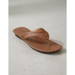 Rasteira em Couro Whisky - Flor de Couro | Sandálias e Botas Femininas