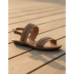 Sandália Rasteira em Couro Nude - Flor de Couro | Sandálias e Botas Femininas
