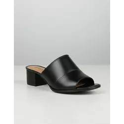 Sandália de Salto em Couro Preto - Flor de Couro | Sandálias e Botas Femininas